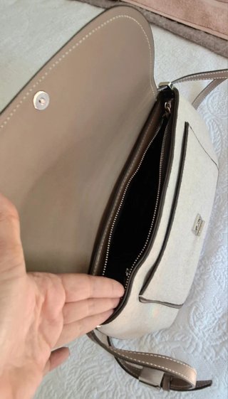 Bolso Parfois fieltro beige y marrón