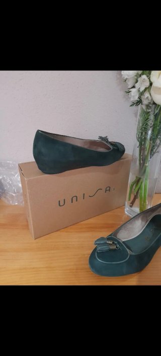Zapatos piel de ante verde mujer talla 39