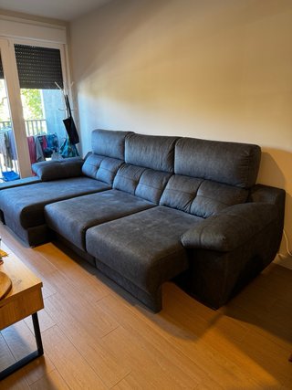 Sofá Chaise Longe Gris Tela
