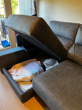Sofá Chaise Longe Gris Tela