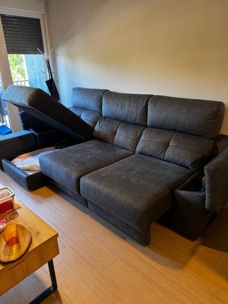 Sofá Chaise Longe Gris Tela