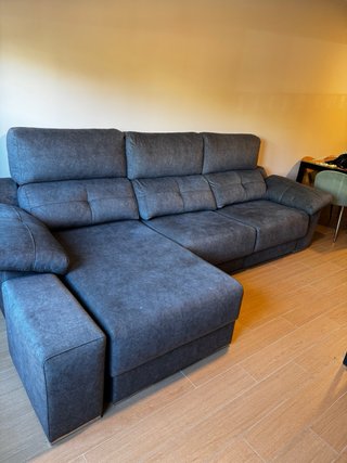 Sofá Chaise Longe Gris Tela