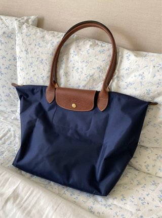 Bolso Longchamp Azul Marino y Marrón