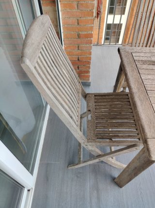 Mesa y 2 Sillas Terraza Madera