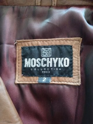 Chaqueta Biker Cuero Marrón Moschino Talla M