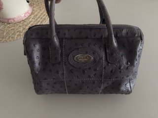 Bolso Furla Piel Gris Efecto Avestruz