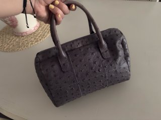 Bolso Furla Piel Gris Efecto Avestruz