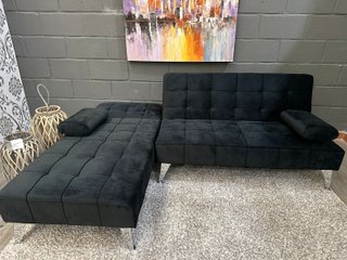 Sofá Cama Chaise Longue Negro Terciopelo