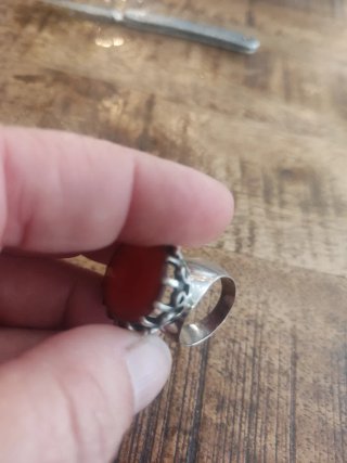 Anillo Plata Antigua Piedra Roja