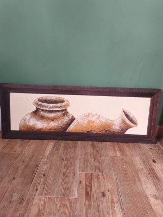 Cuadro decorativo jarrones madera