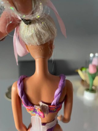 Bikini vintage Barbie con fiocco rosa floreale