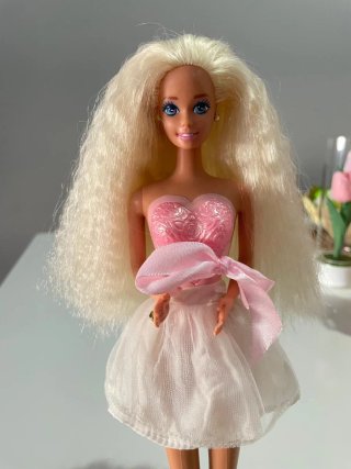 Barbie Vintage Bambola con Abito Rosa e Bianco