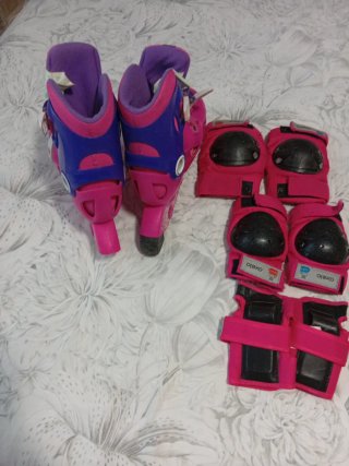 Patines niña rosas y azules con protecciones