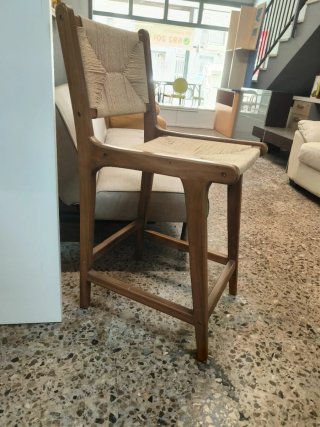 Taburete alto madera y esparto