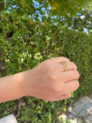 Anillo Corazones Ajustable Dorado