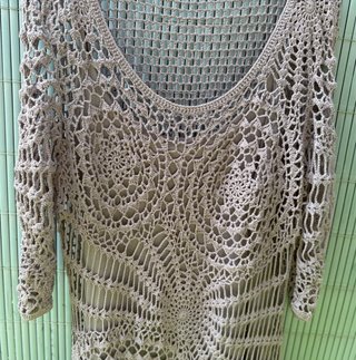 Vestido crochet gris forro interior T.42