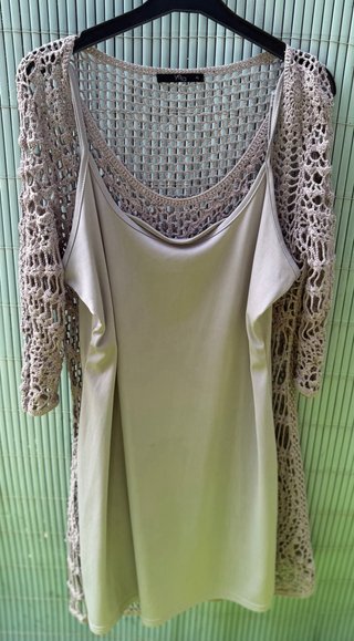 Vestido crochet gris forro interior T.42