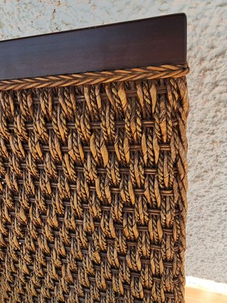 Consjunto 6 Sillas de comedor de mimbre y madera