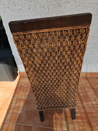 Consjunto 6 Sillas de comedor de mimbre y madera