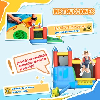 Castillo Inflable  con Tobogán y Piscina