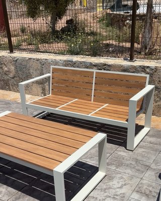 Sofá de jardín metal y madera
