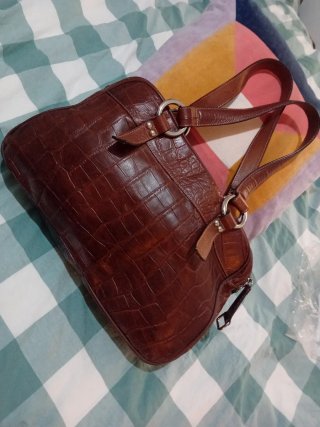 Bolso de cuero marrón GEORGES RECH con flecos