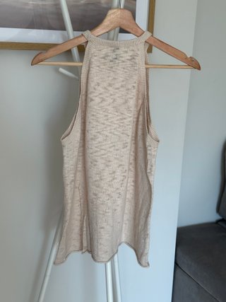 Top H&M punto cuello halter beige Talla M