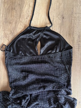 Vestido Salsa Baile Negro Plateado