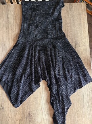 Vestido Salsa Baile Negro Plateado
