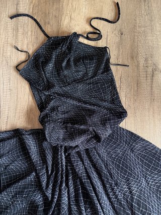 Vestido Salsa Baile Negro Plateado