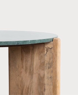 Mesa Centro Redonda Madera Mango y Mármol