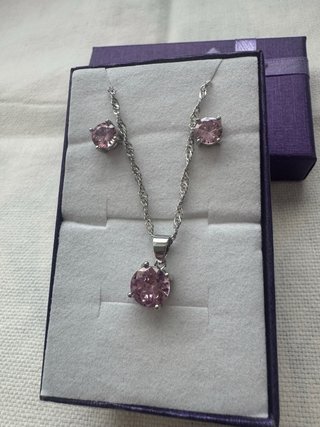 Set gioielli rosa e argento in argento 925