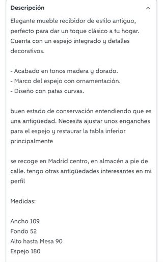 Mueble recibidor antiguo con espejo