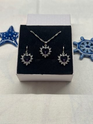 Set gioielli cuore viola argento 925