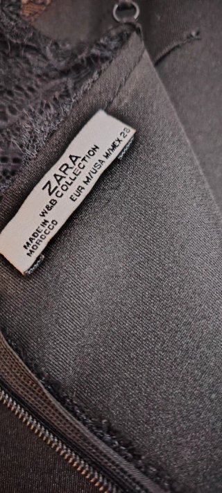 Vestido Zara Lencero Negro T/M