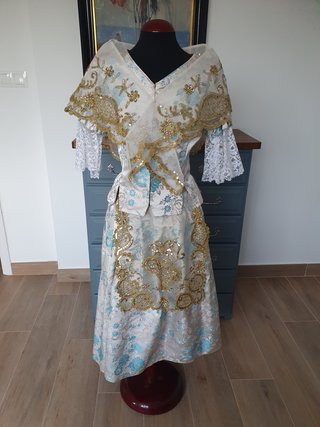 Traje de fallera vintage azul y plata (1971)