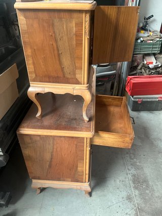 Conjunto mesitas y aparador madera