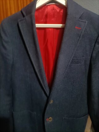 Americana El Ganso Talla 46 Azul Forro Rojo