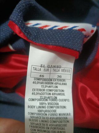 Americana El Ganso Talla 46 Azul Forro Rojo