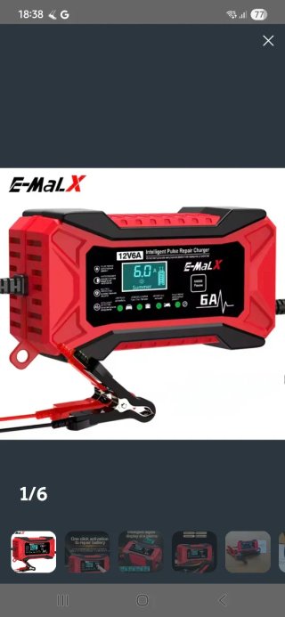 Cargador Batería Coche/Moto E-MaLX 12V 6A