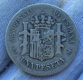 Moneda PLATA 1 Peseta 1884 Alfonso XII RARA Fecha