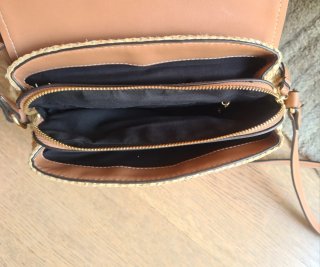 Borsa paglia donna tracolla marrone beige