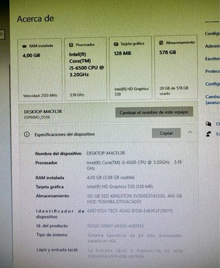PC Fujitsu Intel Core i5 SSD 128GB + HDD 456GB