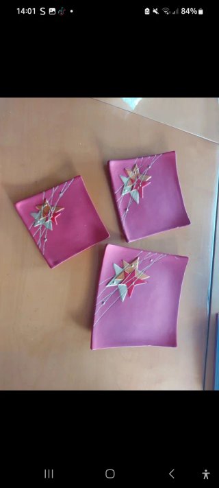 Set 3 Piatti Ceramica Decorati Stelle