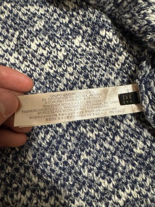 Cardigan Massimo Dutti Blu/Bianco Taglia XL