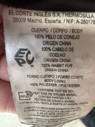 Chaquetón pelo conejo Easy Wear Talla M