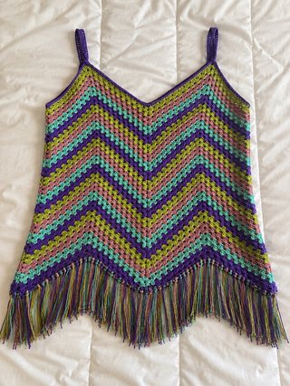 Top ganchillo hecho a mano multicolor