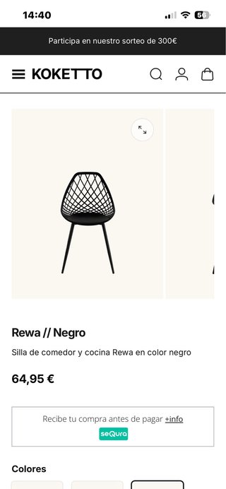 Silla Koketto Rewa Negro Nuevas 4 unidades  50€ud