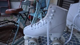 Pattini a rotelle bianchi KF School, usati 2 volte
