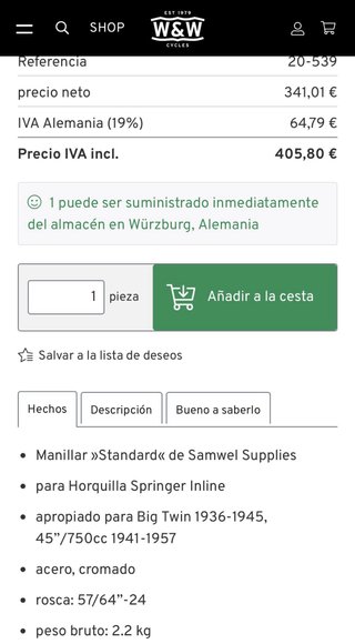 Manillar Harley Davidson Springer Cromado